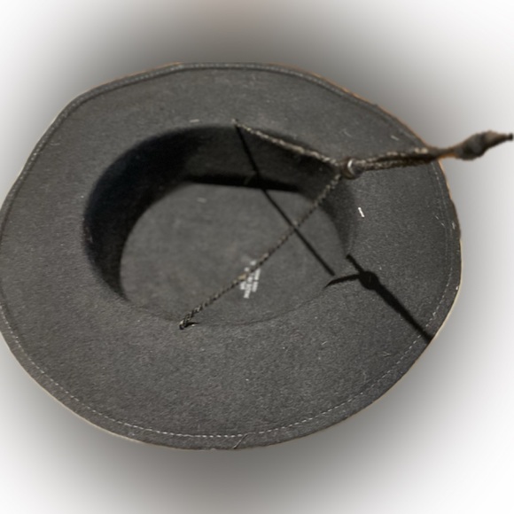 NWOT Unisex black wool fedora hat with black satin/cording, 3” brim, Size: M/L - Picture 5 of 6